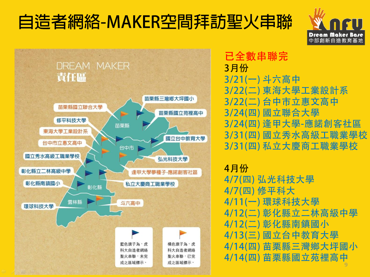 105年中部創新自造教育基地計畫績效-自造者網絡-聖火串聯